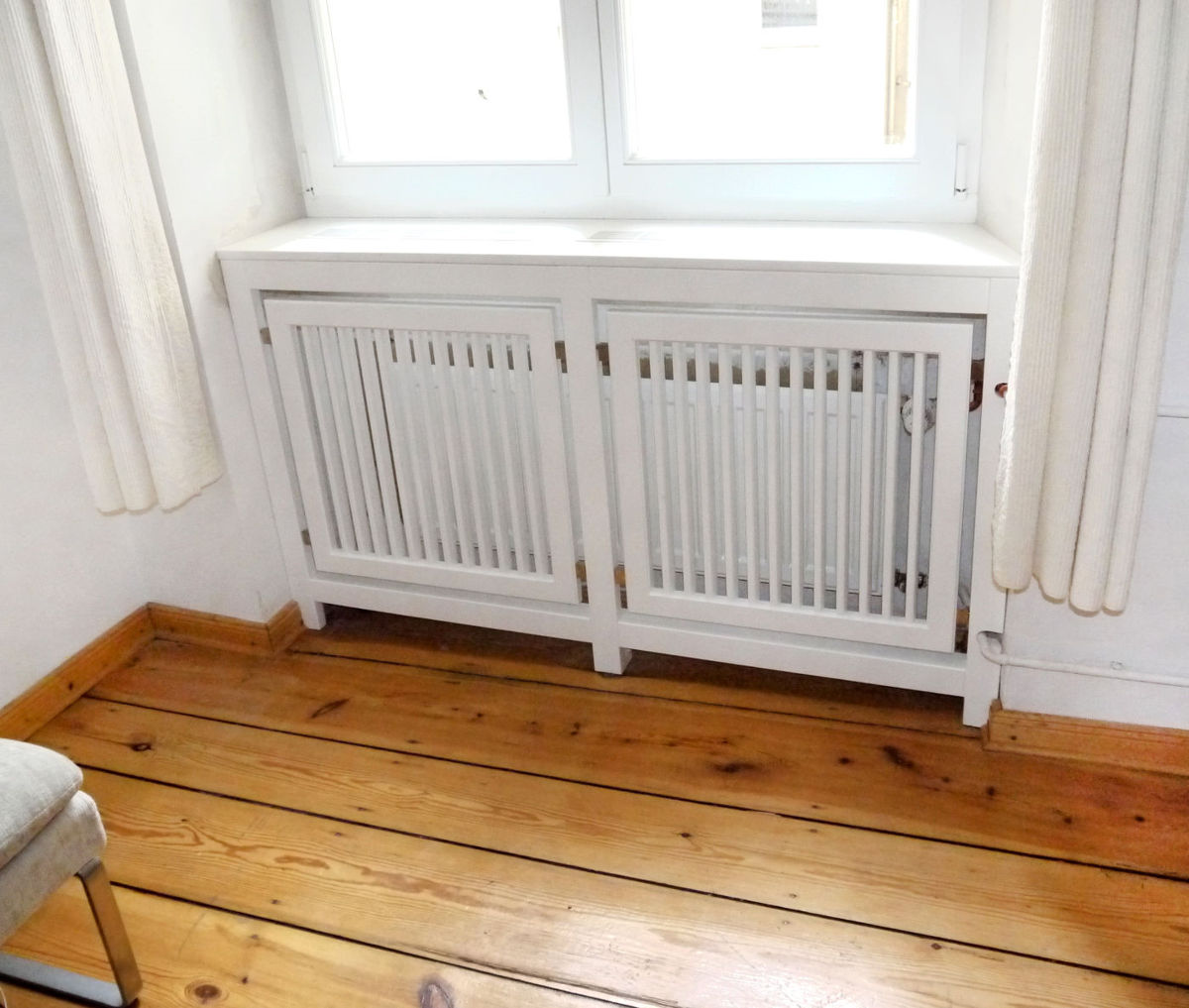 Heizkörperverkleidung Mit Spitze - Staubschutz 60x70 Cm In Weiß